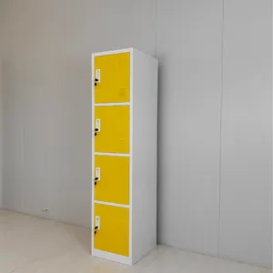 Yellow Color 4 Doors Metal Gym Locker Steel Storage Cabinet School Locker thumbnail-2
