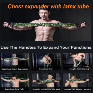 Chest Expander, Natural Latex 3-Hole Resistance Bands With Handles & Foot Cover | High Elasticity Tear Resistant | Full Body Workout for Men Home Gym thumbnail-3