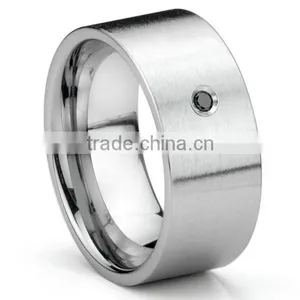 Tungsten Carbide Black Diamond 10MM Flat Brush Finish Wedding Band Ring thumbnail-1