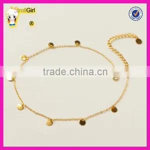 Fashion Jewelry Beautiful Ladies Chokers Wholesale Disk Pendant Gold Chokers thumbnail-1