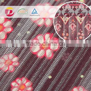 2016 New Flower Lace Design Top Quality Red Tulle 100%T Printded Lace Fabric thumbnail-6