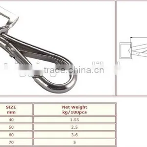 Nickle Plated Smplex Hook With Swivel Square Eye Bolt Snap Hook With Nose Ring thumbnail-3