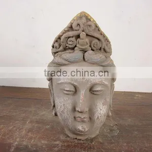 Hand Carved Mud Buddha Head thumbnail-1