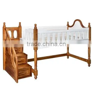 2016 Home School Dormitory Furniture Students Wooden Bunk Bed With Staircase#SP-BC102 thumbnail-2