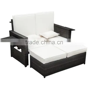 Outdoor Wicker Rattan Reclining Love Chair Seats thumbnail-2