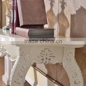 Home Furniture Italian Rubber Wood Silver Carving Tall Console Table in White thumbnail-2