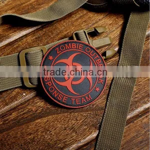Zombie Outbreak Respond Team 3D PVC Patch Armband Velcro-On Rubber Tactical Gear Travel Patch Diamter 8 cm Red thumbnail-1