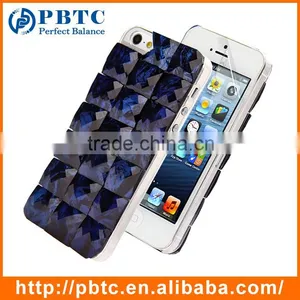 Set Screen Protector And Case For Iphone 5 , Hard Plastic Blue Bling Diamond 3D Crystal Case thumbnail-1