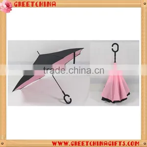 Windproof C-holder Double Layer Upside Down Reverse Umbrella for Car Quality Choice thumbnail-3