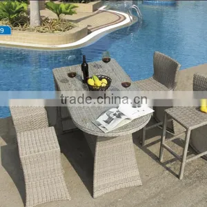 Patio Rattan Bar Table and Chair thumbnail-1