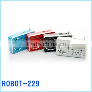 Robot-229 2014 Hot Portable Card Speaker,repeat Play,fm Radio Usb sd Card Reader Speaker thumbnail-1