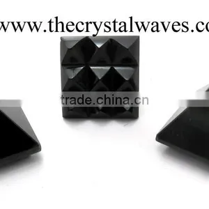 Blue / Black Tiger Eye Agate Lemurian Master Pyramid thumbnail-1