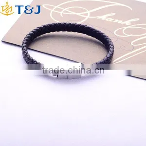 <<<European Style Trendy Clasps Woven Bangle Wrap For Men Gift Personalized Alloy Leather Bracelets/ thumbnail-1