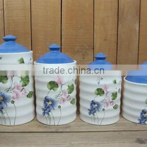New Ceramic Food Storage Jars With Blue Cover thumbnail-1