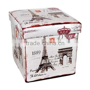 2016 Hotsales Vintage Folding Storage Stool Seating Box Ottaman thumbnail-5