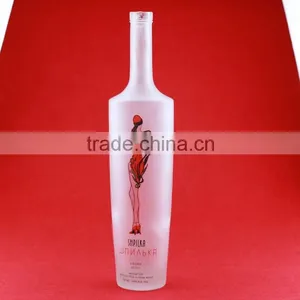 Wholesale 750ml Wine Bottles Decal Glass Spirit Bottle Hith Thin Frosted Liquor Bottles thumbnail-1