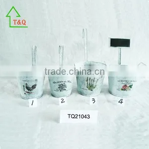 Shabby Chic 4 Flower Herb Metal Plant Pot Planters Garden Kitchen Gift thumbnail-2
