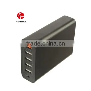 HUNDA 5V 12Amp Type C 6-Port USB Charger With Quick Charge 3.0 Plus 4 USB Smart Port thumbnail-1