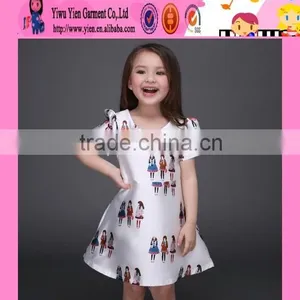 Top Quality Cartoon Baby Kids Traditional Dresses Satin Material Sweet Girl White Ball Gown Dresses for Kids thumbnail-1