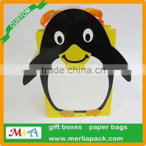 Penguins Cartoon Christmas Paper Bags Present Kids Birthday Party Jumbo Bags thumbnail-1