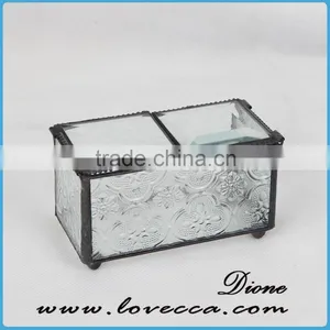 Glass and Brass Modern Organizer Container Bin , Typography Office Trinket Tray thumbnail-3