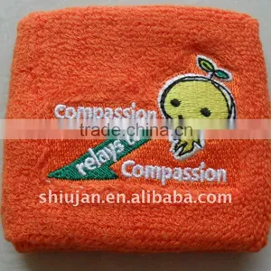 Embroidery Logo Orange Cotton Wristband thumbnail-1