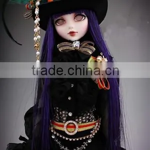 Heat Resistant Straight Dark Purple 1/4 Bjd Doll Wigs thumbnail-3