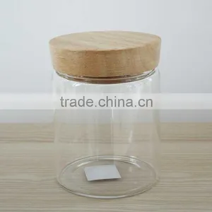 Wholesale 500ml Glass Storage Jar With Wooden Lid Handmade Heat Resistant Glassware N6310 thumbnail-6