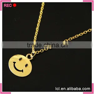 Latest Design Imitation Gold Necklace for Women, Smile Face Pendant Female Necklace Gold thumbnail-1