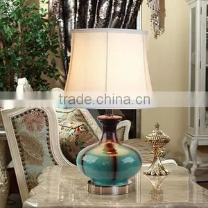 Metal Base In Satin Nickel Ceramic Body With Fabric Lampshade Modern Desk Lamp Bedroom Living Room Dining Room Table Lamp thumbnail-1