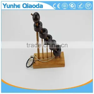 Staircase Disentanglement Puzzle on Elephant Base Classical Wooden Puzzle Set Solution Rope Central Brain Teaser for Adults Game thumbnail-3