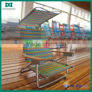 Adjustable Wooden Beach Chair With Sun Shade thumbnail-1