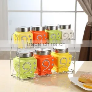 Ceramic Canister Set With Stainless Metal Frame thumbnail-5