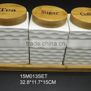 White Colour Coffee Sugar Tea Ceramic Storage Jar thumbnail-5