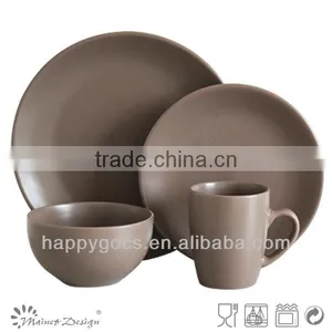 Matt Brown Color Glaze Stoneware Dinner Set Made in China thumbnail-1