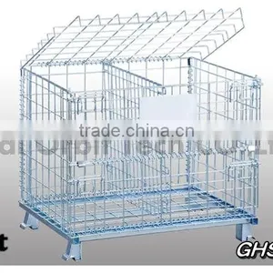 Service Supplies Folding Stackable Container Wire Mesh Basket Warehouse Cage thumbnail-2