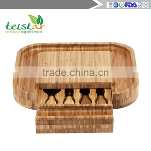Manufacturers Selling 100% Organic Bamboo Cheese Board and Four Slices of Knife thumbnail-5