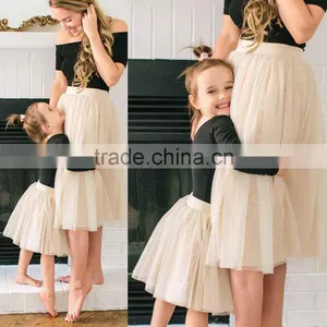 Custom Matching Clothes Mother and Daughter 100% Nylon Tulle Cream Skirts MOMMY AND ME SET thumbnail-1