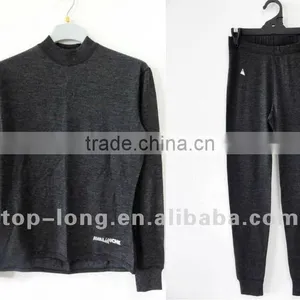 100% Merino Wool Thermal Underwear of Women Charcoal Crew&pant Long Johns thumbnail-1