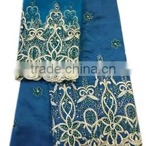 Good Quality African George Lace Fabric for Beautiful Garments With Unique Applique With Beads and Stones GPF009 thumbnail-1