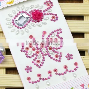 Hot Sale Self Adhesive Multi-Color Shaped Acrylic Sticker Bling Resin Butterfly/Flower Rhinestone Stickers For Decorations thumbnail-3