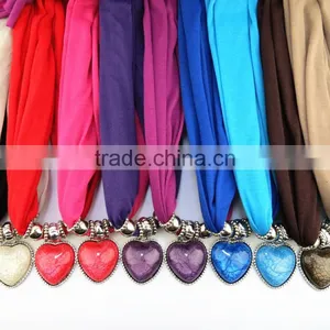 Solid Blue Women Costume Scarves Lady Head Cameo Pendant Jewelry Scarves Women Jewelry Scarves thumbnail-2