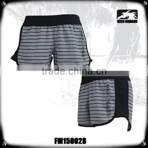Dark Grey Strip Female Running Shorts Zip Style Mma Shorts thumbnail-1
