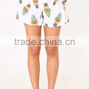 MGOO Custom Design Women Pyjama Set Screen Print Crop Top With Full Print Shorts Funny Pajamas Set thumbnail-5