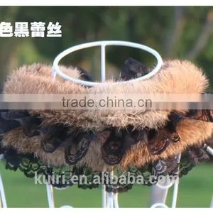 Lace Real Fur Collar Scarf Coat Warm Wrap Fake Neck Ring Winter Fox Rabbit Fur Cape Clothing Accessory Shawl Scarves thumbnail-5
