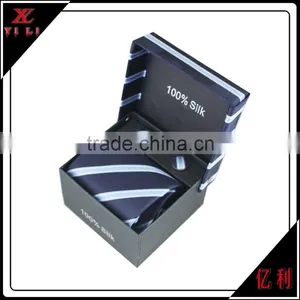 Custom Made Polyester Woven Logo Necktie Cufflink Clip Gift Set thumbnail-3