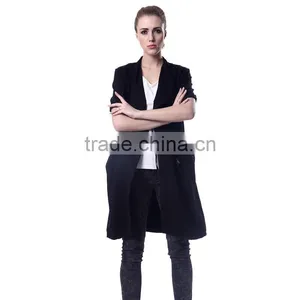 Spring Women's Casual Trench Coat Solid Long Sleeves Turn-down Collar Outerwear Open Stitch Thin Loose Coat thumbnail-2