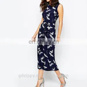 New Fashion One Piece Ladies Jumpsuit Printed Sleeveless Chiffon Women Jumpsuit for Women 2016 thumbnail-3