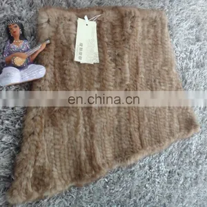Knitted Mink Fur Tube Cape for Women thumbnail-4