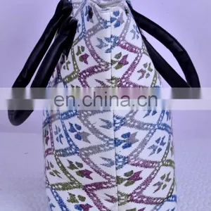 Indian Hand Block Printed Abstract Bag Hippie Ladies Bag Magnet Button Closure thumbnail-2